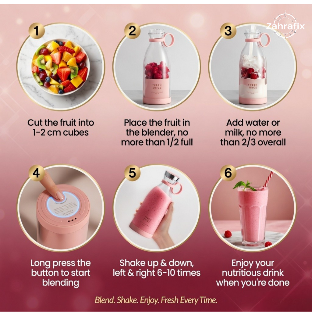 Portable USB Blender 4-Blade Personal Juicer